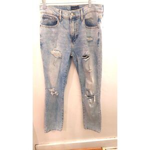 Lucky Brand Mens 31x32 Distressed Jeans Light Wash Ripped Denim Straight Leg